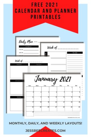 Free 2021 Calendar and Planner Printables – JessBeeCreates.com