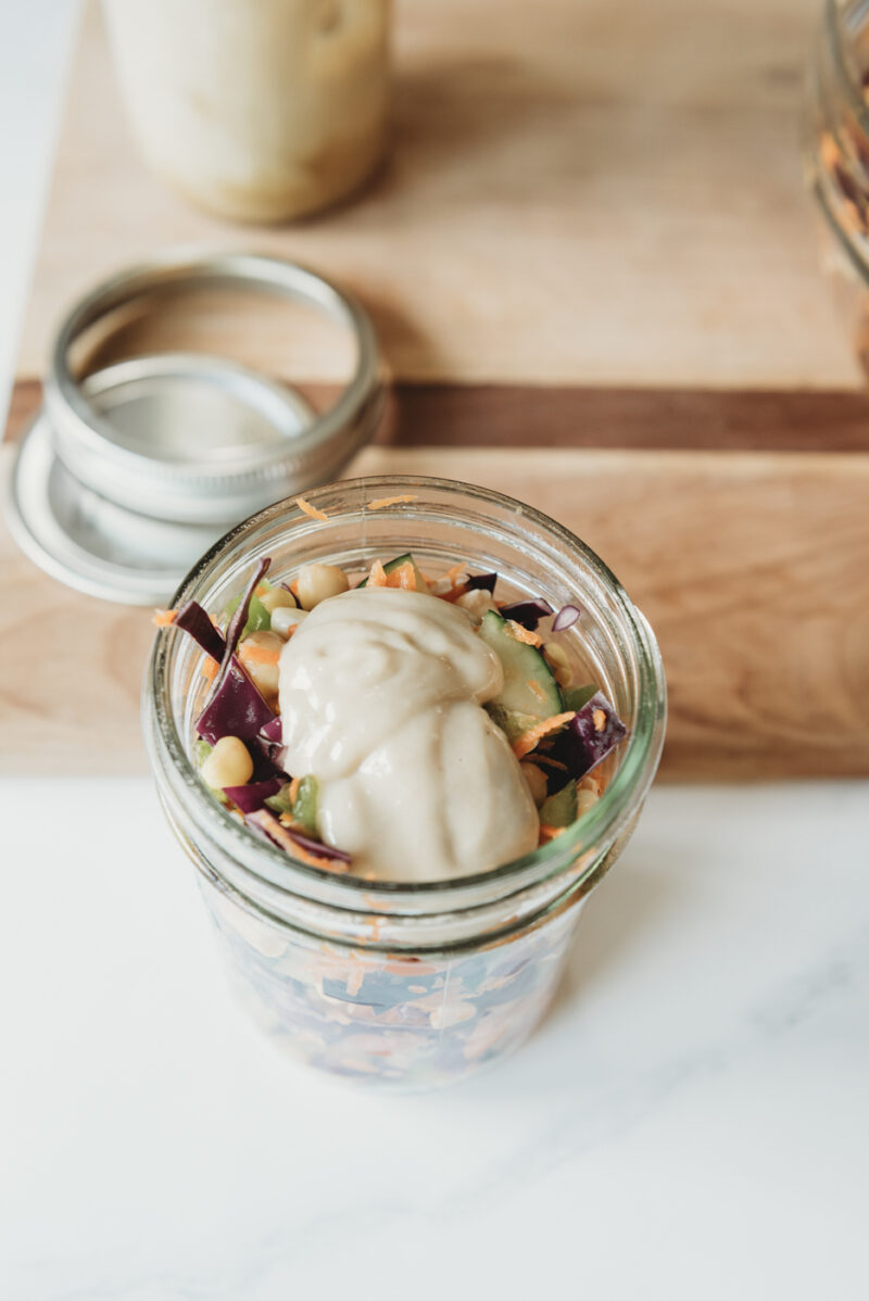 rainbow salad recipe with tahini lemon dressing